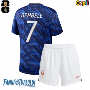Franța Ousmane Dembele #7 Echipament de Fotbal Replică Mondial 2026 Copii Acasa (+ Șorturi)